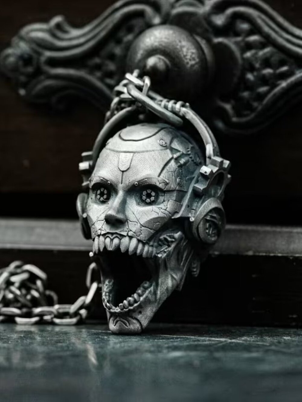 Hip Hop Rock Skull Headphone Music Horror Halloween Pendant Z380